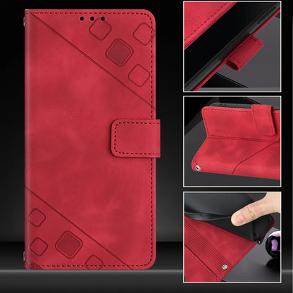 For iPhone SE 2024 Skin-feel Embossed Leather Phone Case(Red) - More iPhone Cases by PMC Jewellery | Online Shopping South Africa | PMC Jewellery | Buy Now Pay Later Mobicred