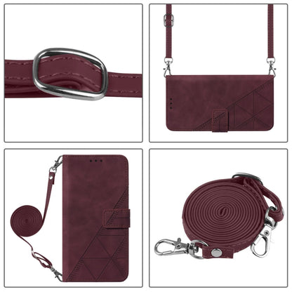 For iPhone 16 Crossbody 3D Embossed Flip Leather Phone Case(Wine Red) - iPhone 16 Cases by PMC Jewellery | Online Shopping South Africa | PMC Jewellery | Buy Now Pay Later Mobicred