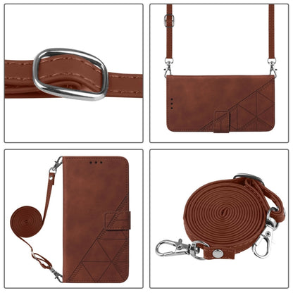 For iPhone 16 Pro Crossbody 3D Embossed Flip Leather Phone Case(Brown) - iPhone 16 Pro Cases by PMC Jewellery | Online Shopping South Africa | PMC Jewellery | Buy Now Pay Later Mobicred