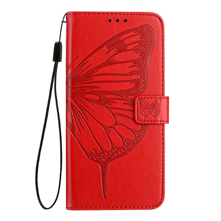 For iPhone 16 Pro Max Embossed Butterfly Leather Phone Case(Red) - iPhone 16 Pro Max Cases by PMC Jewellery | Online Shopping South Africa | PMC Jewellery | Buy Now Pay Later Mobicred