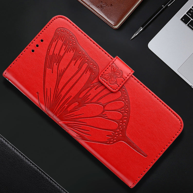 For iPhone 16 Pro Max Embossed Butterfly Leather Phone Case(Red) - iPhone 16 Pro Max Cases by PMC Jewellery | Online Shopping South Africa | PMC Jewellery | Buy Now Pay Later Mobicred