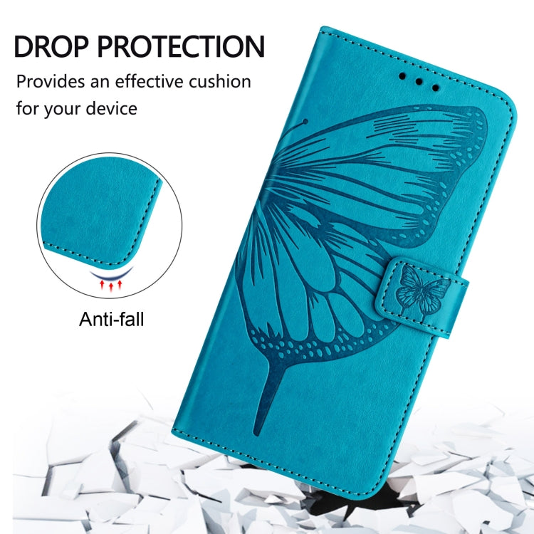 For iPhone 16 Pro Max Embossed Butterfly Leather Phone Case(Blue) - iPhone 16 Pro Max Cases by PMC Jewellery | Online Shopping South Africa | PMC Jewellery | Buy Now Pay Later Mobicred