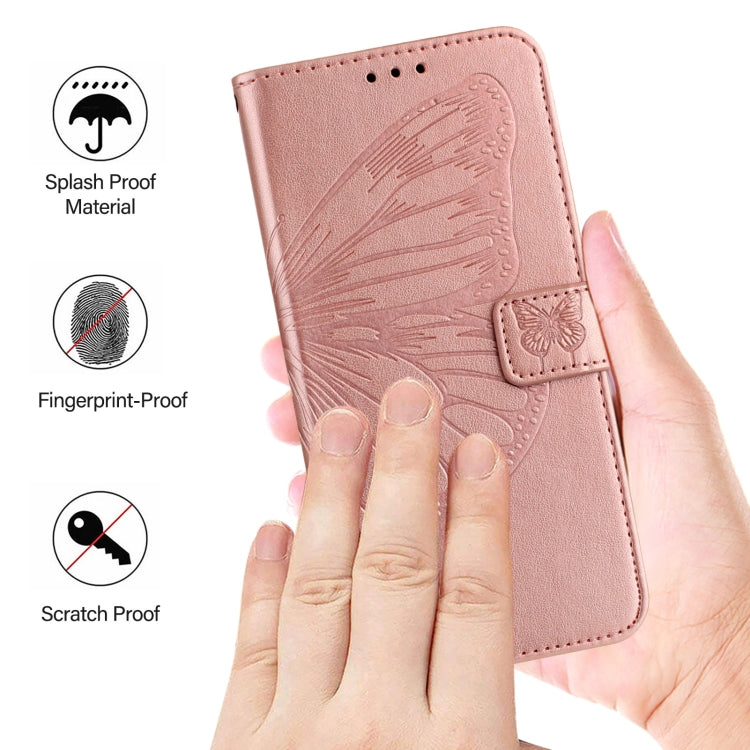 For iPhone 16 Pro Embossed Butterfly Leather Phone Case(Rose Gold) - iPhone 16 Pro Cases by PMC Jewellery | Online Shopping South Africa | PMC Jewellery | Buy Now Pay Later Mobicred