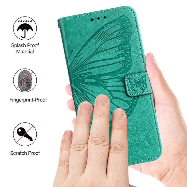 For iPhone 16 Pro Embossed Butterfly Leather Phone Case(Green) - iPhone 16 Pro Cases by PMC Jewellery | Online Shopping South Africa | PMC Jewellery | Buy Now Pay Later Mobicred