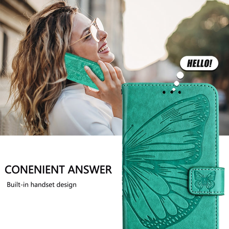 For iPhone 16 Pro Embossed Butterfly Leather Phone Case(Green) - iPhone 16 Pro Cases by PMC Jewellery | Online Shopping South Africa | PMC Jewellery | Buy Now Pay Later Mobicred