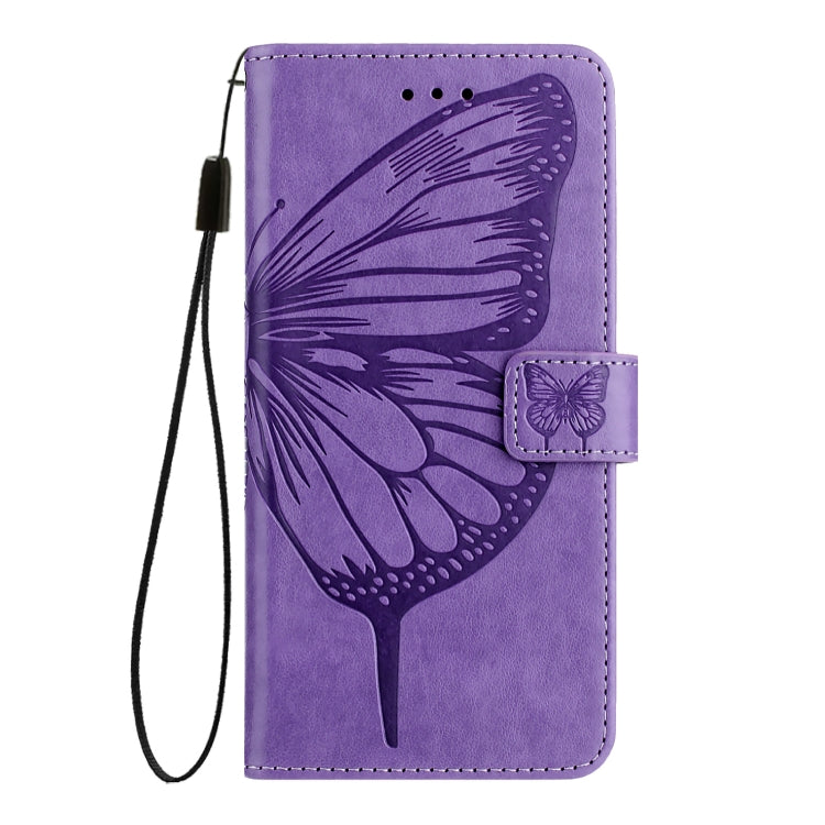 For iPhone 16 Pro Embossed Butterfly Leather Phone Case(Light Purple) - iPhone 16 Pro Cases by PMC Jewellery | Online Shopping South Africa | PMC Jewellery | Buy Now Pay Later Mobicred