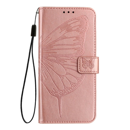 For iPhone 16 Plus Embossed Butterfly Leather Phone Case(Rose Gold) - iPhone 16 Plus Cases by PMC Jewellery | Online Shopping South Africa | PMC Jewellery | Buy Now Pay Later Mobicred