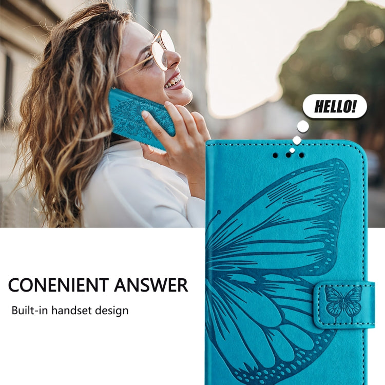 For iPhone 16 Embossed Butterfly Leather Phone Case(Blue) - iPhone 16 Cases by PMC Jewellery | Online Shopping South Africa | PMC Jewellery | Buy Now Pay Later Mobicred