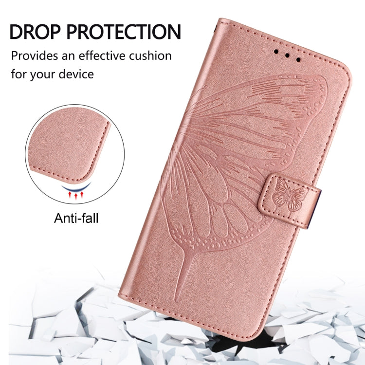 For iPhone 16 Embossed Butterfly Leather Phone Case(Rose Gold) - iPhone 16 Cases by PMC Jewellery | Online Shopping South Africa | PMC Jewellery | Buy Now Pay Later Mobicred