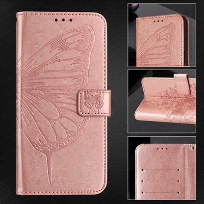 For iPhone 16 Embossed Butterfly Leather Phone Case(Rose Gold) - iPhone 16 Cases by PMC Jewellery | Online Shopping South Africa | PMC Jewellery | Buy Now Pay Later Mobicred