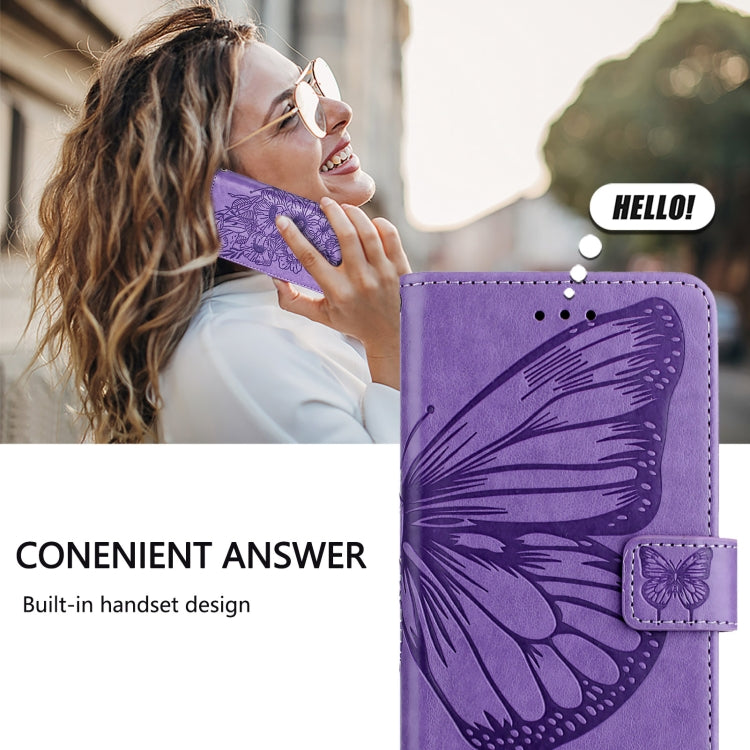 For iPhone 16 Embossed Butterfly Leather Phone Case(Light Purple) - iPhone 16 Cases by PMC Jewellery | Online Shopping South Africa | PMC Jewellery | Buy Now Pay Later Mobicred