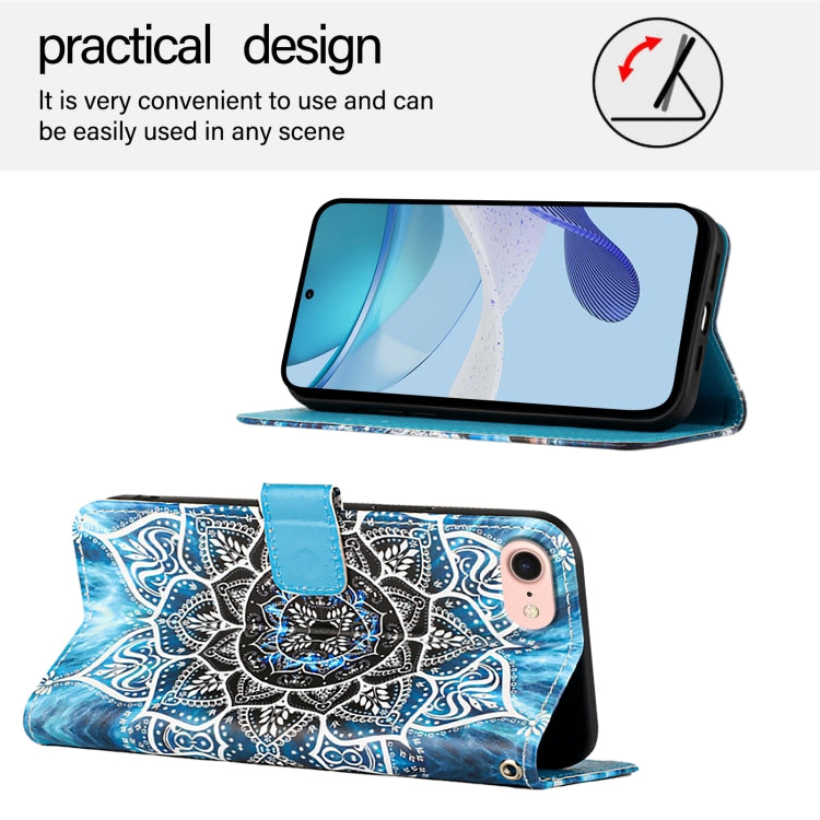 For iPhone SE 2024 Colored Drawing Pattern Plain Weave Leather Phone Case(Undersea Mandala) - More iPhone Cases by PMC Jewellery | Online Shopping South Africa | PMC Jewellery | Buy Now Pay Later Mobicred