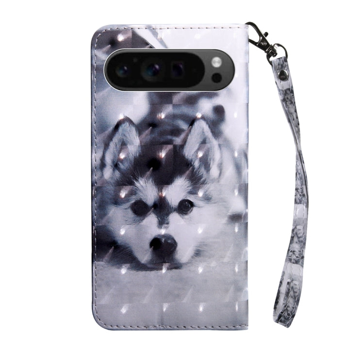 For Google Pixel 9 3D Painted Pattern Leather Phone Case(Husky) - Google Cases by PMC Jewellery | Online Shopping South Africa | PMC Jewellery | Buy Now Pay Later Mobicred