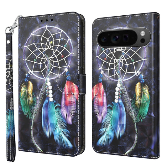 For Google Pixel 9 Pro 3D Painted Pattern Leather Phone Case(Colorful Dreamcatcher) - Google Cases by PMC Jewellery | Online Shopping South Africa | PMC Jewellery | Buy Now Pay Later Mobicred