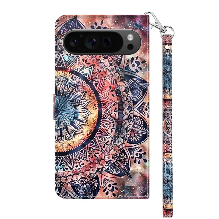 For Google Pixel 9 Pro 3D Painted Pattern Leather Phone Case(Colorful Mandala) - Google Cases by PMC Jewellery | Online Shopping South Africa | PMC Jewellery | Buy Now Pay Later Mobicred