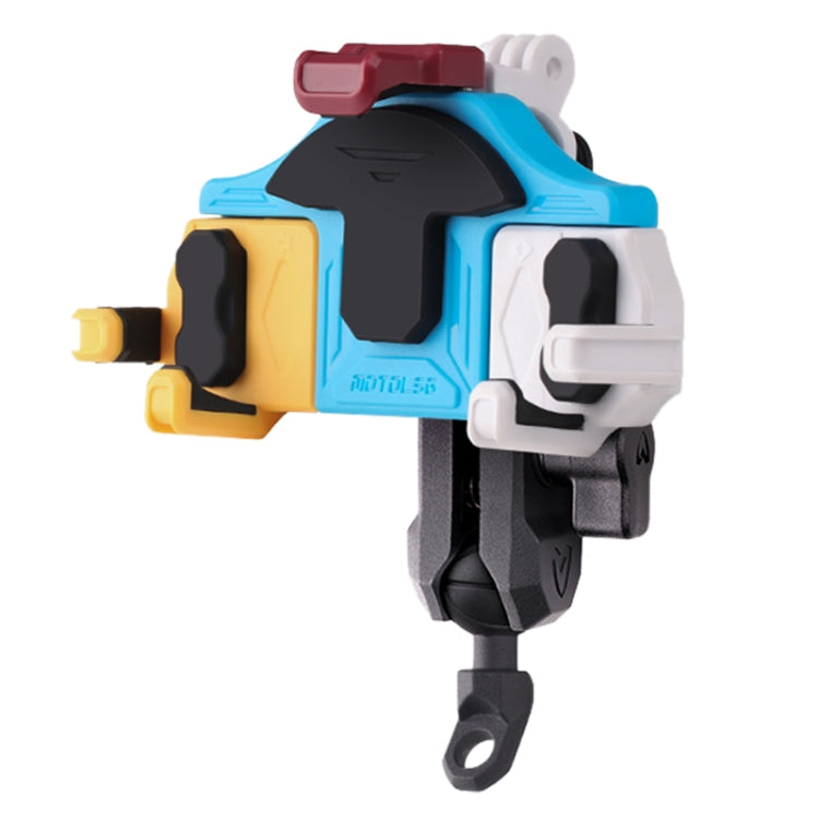 MOTOSLG Crab Motorcycle Phone Clamp Bracket L-Type Rear Mirror Mount(Yellow Blue White) - Holder by MOTOLSG | Online Shopping South Africa | PMC Jewellery | Buy Now Pay Later Mobicred