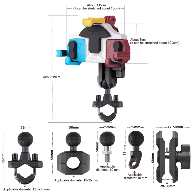 MOTOSLG Crab Motorcycle Phone Clamp Bracket U-Type Headbar Mount with Anti-theft Lock(Black) - Holder by MOTOLSG | Online Shopping South Africa | PMC Jewellery | Buy Now Pay Later Mobicred