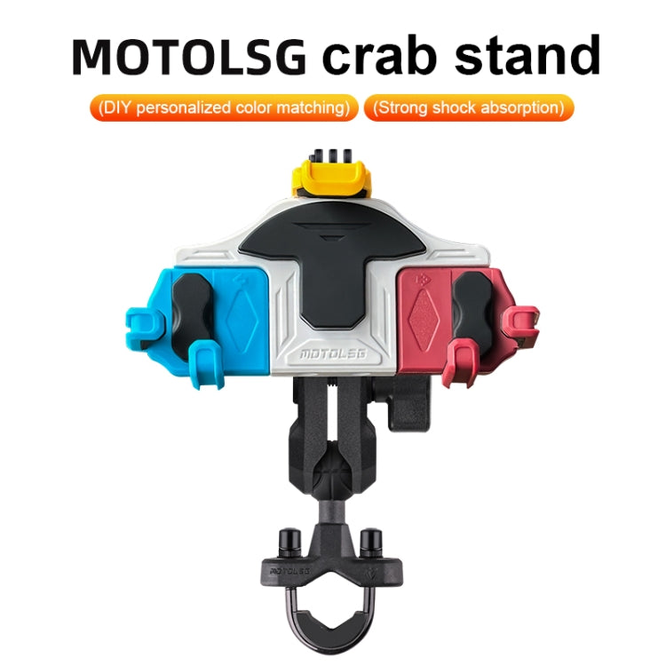 MOTOSLG Crab Motorcycle Phone Clamp Bracket U-Type Headbar Mount(Blue White Red) - Holder by MOTOLSG | Online Shopping South Africa | PMC Jewellery | Buy Now Pay Later Mobicred