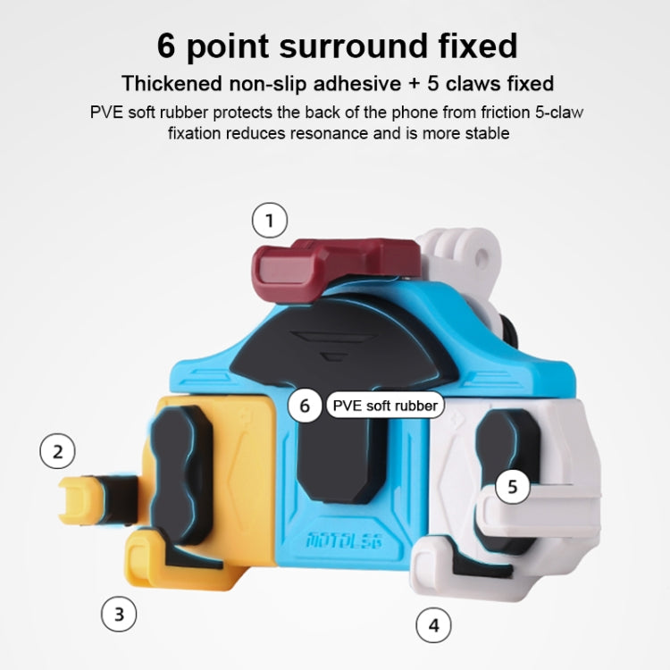 MOTOSLG Crab Motorcycle Phone Clamp Bracket L-Type Rear Mirror Mount(Yellow Blue White) - Holder by MOTOLSG | Online Shopping South Africa | PMC Jewellery | Buy Now Pay Later Mobicred