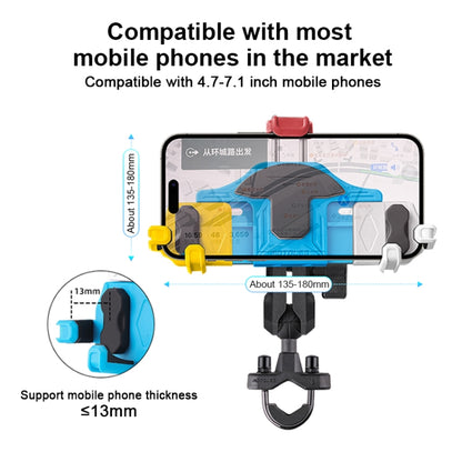MOTOSLG Crab Motorcycle Phone Clamp Bracket L-Type Rear Mirror Mount with Anti-theft Lock(Black) - Holder by MOTOLSG | Online Shopping South Africa | PMC Jewellery | Buy Now Pay Later Mobicred