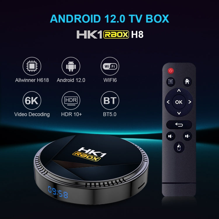 HK1RBOX H8-H618 Android 12.0 Allwinner H618 Quad Core Smart TV Box, Memory:2GB+16GB(EU Plug) - Allwinner H6 by PMC Jewellery | Online Shopping South Africa | PMC Jewellery | Buy Now Pay Later Mobicred