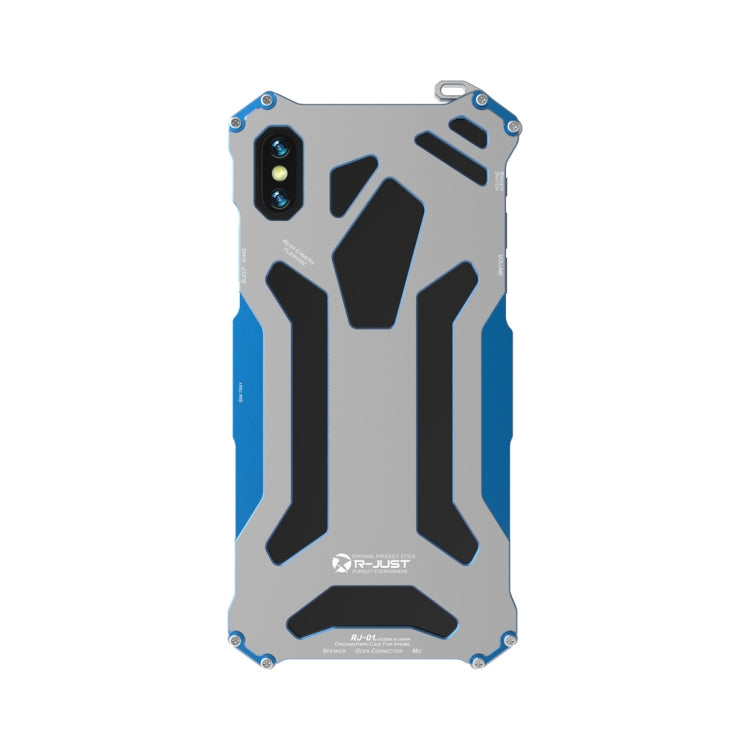 For iPhone X R-JUST Shockproof Armor Metal Protective Case(Blue) - More iPhone Cases by R-JUST | Online Shopping South Africa | PMC Jewellery