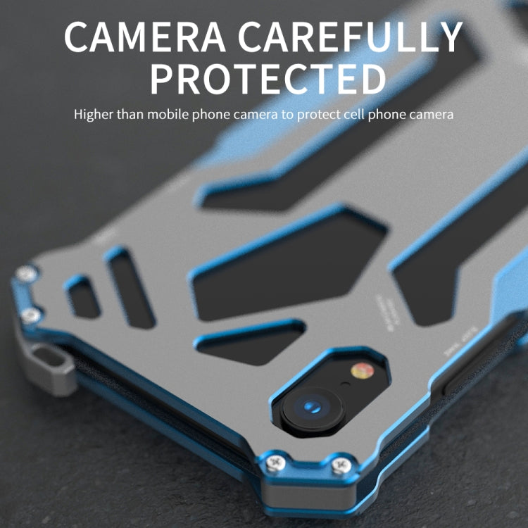 For iPhone X R-JUST Shockproof Armor Metal Protective Case(Blue) - More iPhone Cases by R-JUST | Online Shopping South Africa | PMC Jewellery