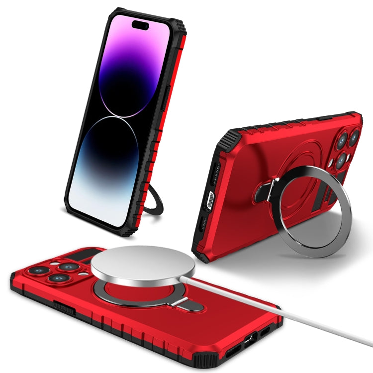 For iPhone 15 Pro MagSafe Magnetic Holder Phone Case(Red) - iPhone 15 Pro Cases by PMC Jewellery | Online Shopping South Africa | PMC Jewellery