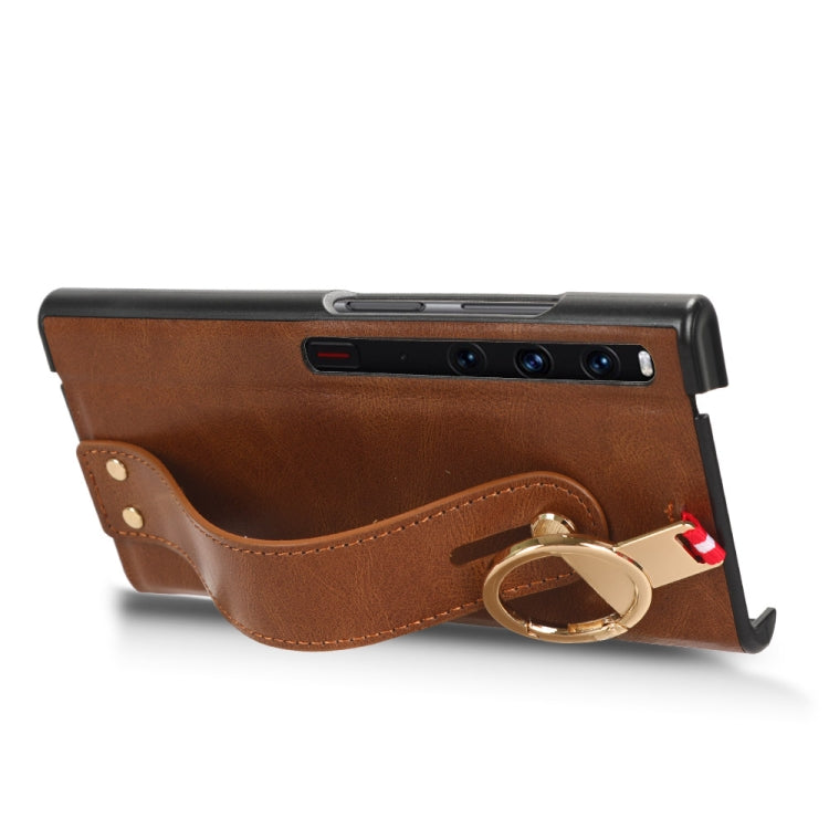 For Huawei Mate Xs 2 Wristband Leather Back Phone Case(Brown) - Huawei Cases by PMC Jewellery | Online Shopping South Africa | PMC Jewellery