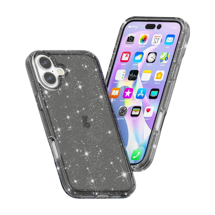 For iPhone 16 Shockproof Terminator Glitter Powder Phone Case(Black) - iPhone 16 Cases by PMC Jewellery | Online Shopping South Africa | PMC Jewellery | Buy Now Pay Later Mobicred