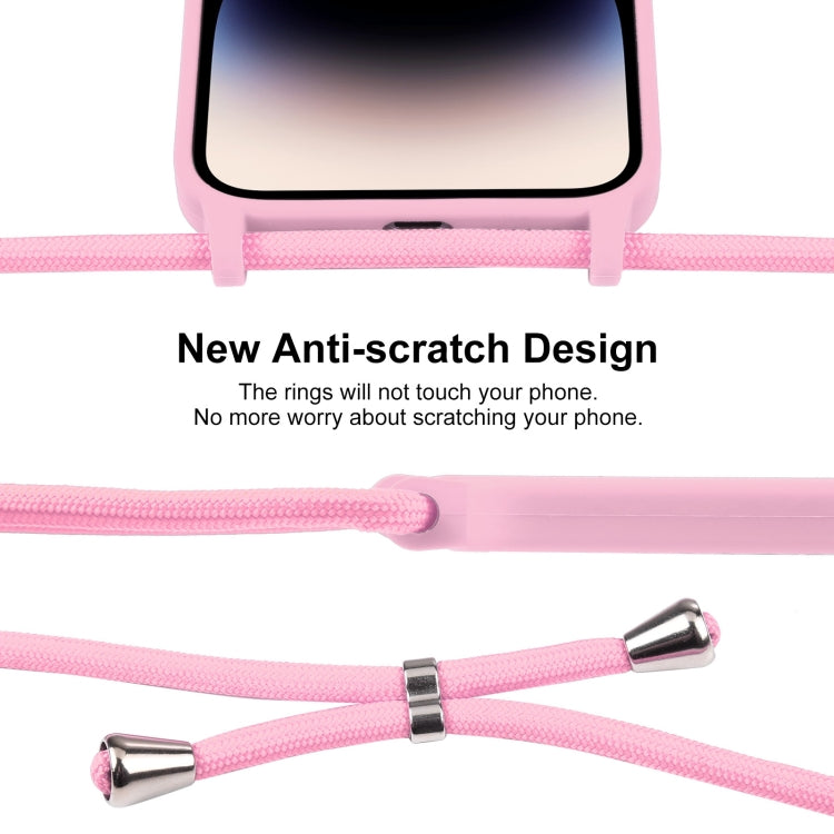 For iPhone 16 Crossbody Lanyard Liquid Silicone Case(Pink) - iPhone 16 Cases by PMC Jewellery | Online Shopping South Africa | PMC Jewellery | Buy Now Pay Later Mobicred