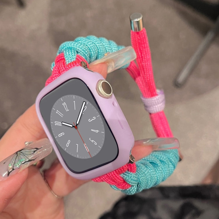 For Apple Watch Ultra 2 49mm Twist Knotted Nylon Watch Band(Mint Green Rose Red) - Watch Bands by PMC Jewellery | Online Shopping South Africa | PMC Jewellery | Buy Now Pay Later Mobicred