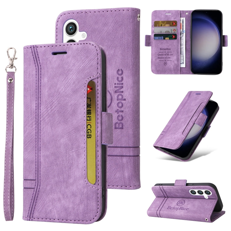 For Samsung Galaxy S24 BETOPNICE Dual-side Buckle Leather Phone Case(Purple) - Galaxy Phone Cases by BETOPNICE | Online Shopping South Africa | PMC Jewellery | Buy Now Pay Later Mobicred