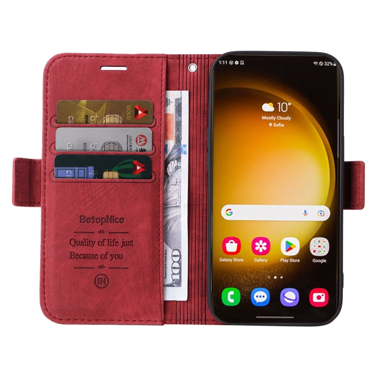 For Samsung Galaxy S24 Ultra BETOPNICE Dual-side Buckle Leather Phone Case(Red) - Galaxy Phone Cases by BETOPNICE | Online Shopping South Africa | PMC Jewellery | Buy Now Pay Later Mobicred