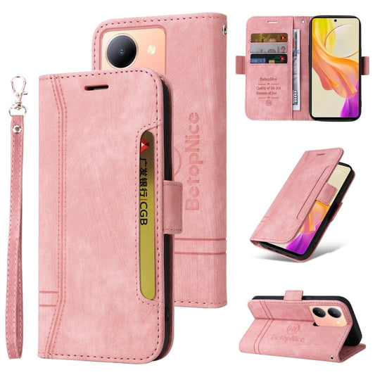 For vivo Y36 4G / 5G Global BETOPNICE Dual-side Buckle Leather Phone Case(Pink) - vivo Cases by BETOPNICE | Online Shopping South Africa | PMC Jewellery | Buy Now Pay Later Mobicred