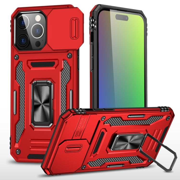 For iPhone 16 Pro Armor PC + TPU Camera Shield Phone Case(Red) - iPhone 16 Pro Cases by PMC Jewellery | Online Shopping South Africa | PMC Jewellery | Buy Now Pay Later Mobicred