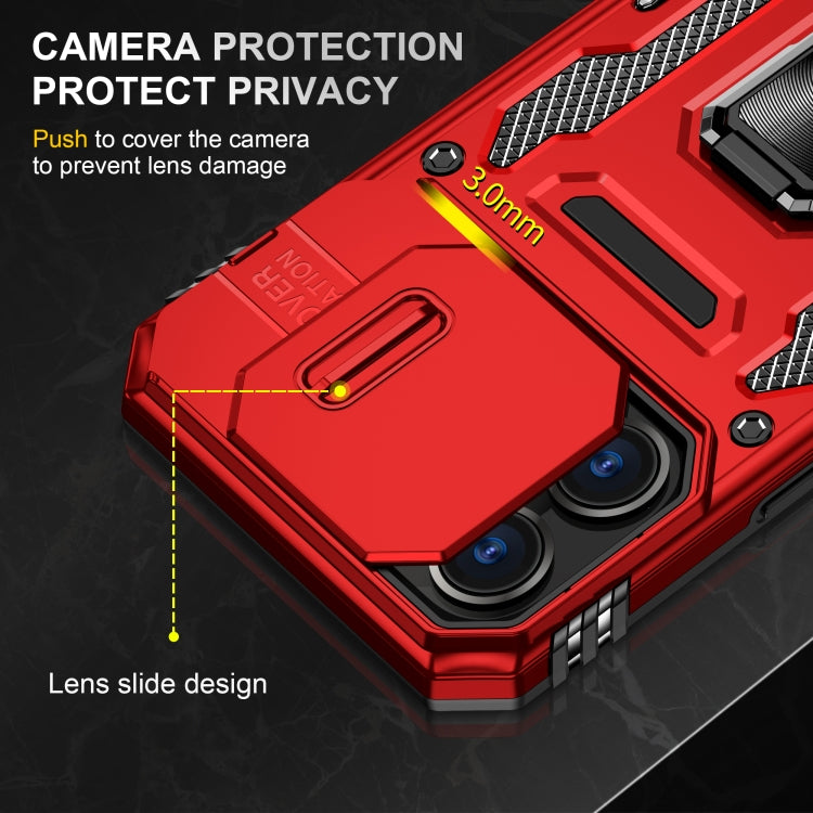 For iPhone 16 Pro Armor PC + TPU Camera Shield Phone Case(Red) - iPhone 16 Pro Cases by PMC Jewellery | Online Shopping South Africa | PMC Jewellery | Buy Now Pay Later Mobicred