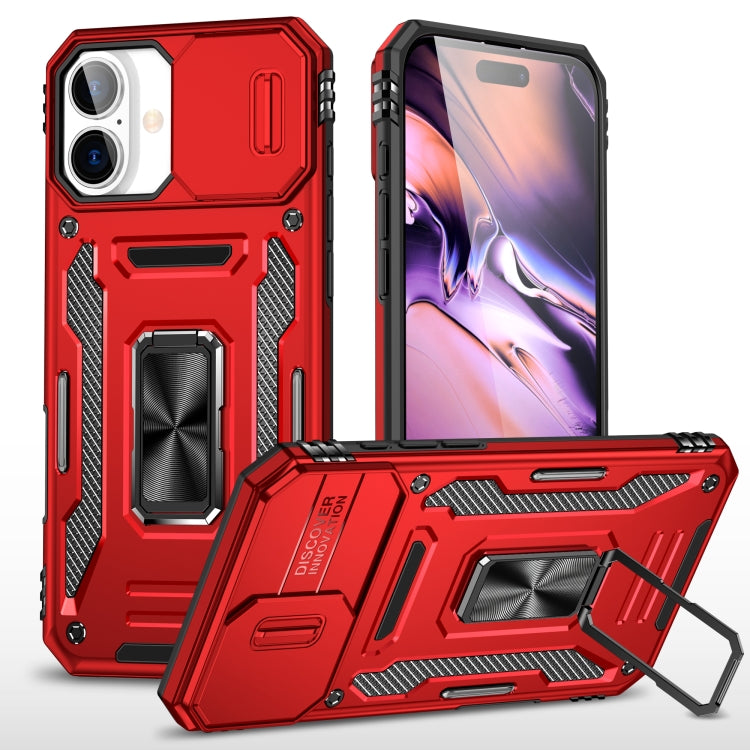 For iPhone 16 Plus Armor PC + TPU Camera Shield Phone Case(Red) - iPhone 16 Plus Cases by PMC Jewellery | Online Shopping South Africa | PMC Jewellery | Buy Now Pay Later Mobicred