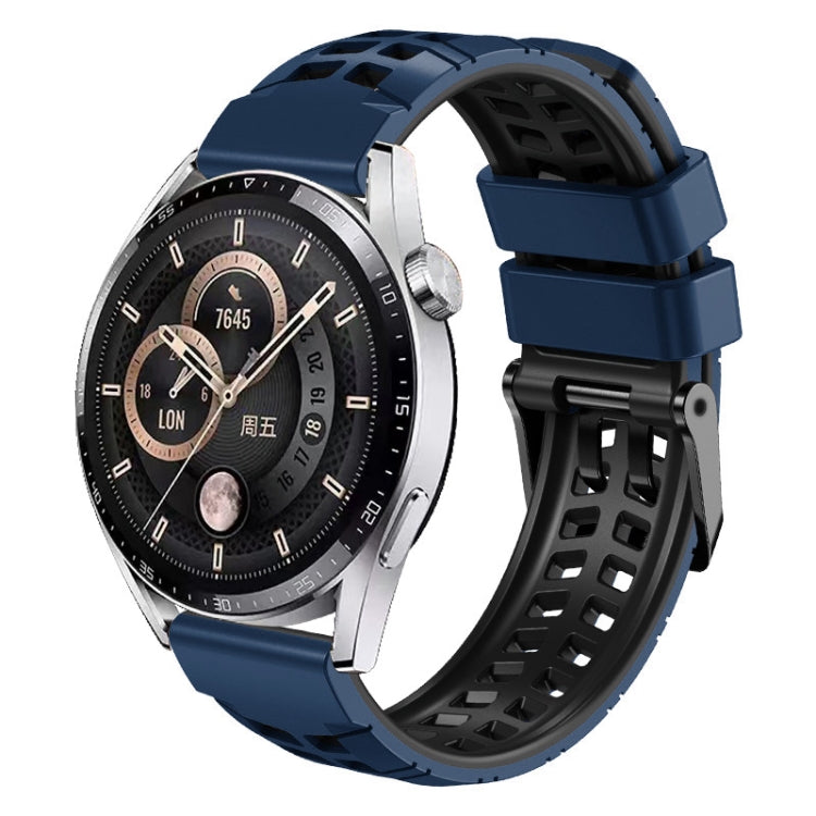 For Huawei Watch4 / 4 Pro / Watch3 / 3 Pro 22mm Double-row Hole Two-color Silicone Watch Band(Midnight Blue Black) - Watch Bands by PMC Jewellery | Online Shopping South Africa | PMC Jewellery