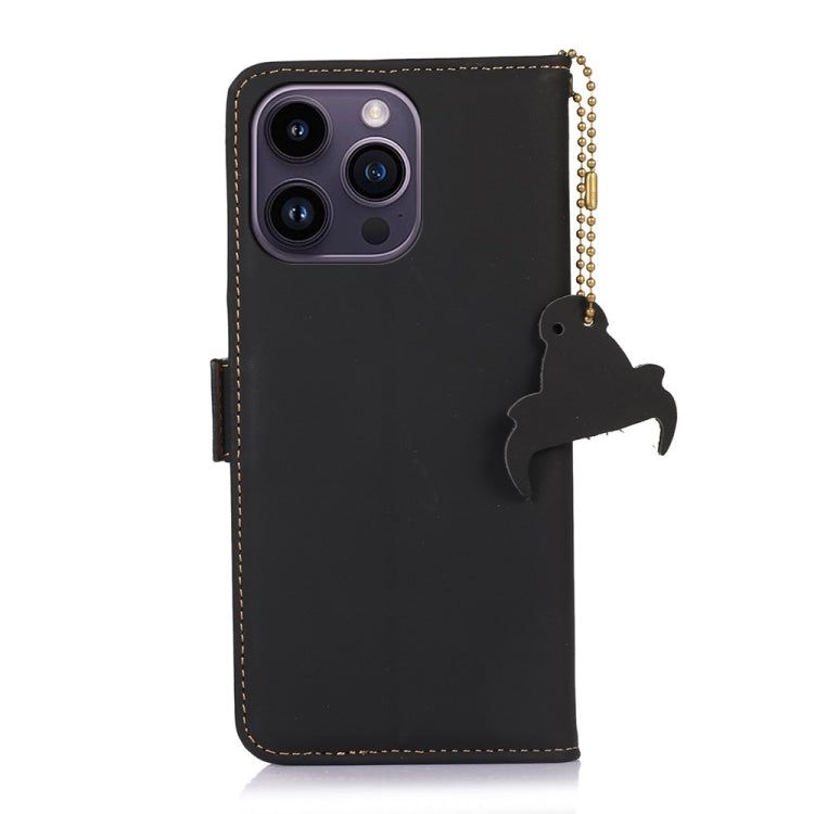 For iPhone 16 Pro Max Genuine Leather Magnetic RFID Leather Phone Case(Black) - iPhone 16 Pro Max Cases by PMC Jewellery | Online Shopping South Africa | PMC Jewellery | Buy Now Pay Later Mobicred