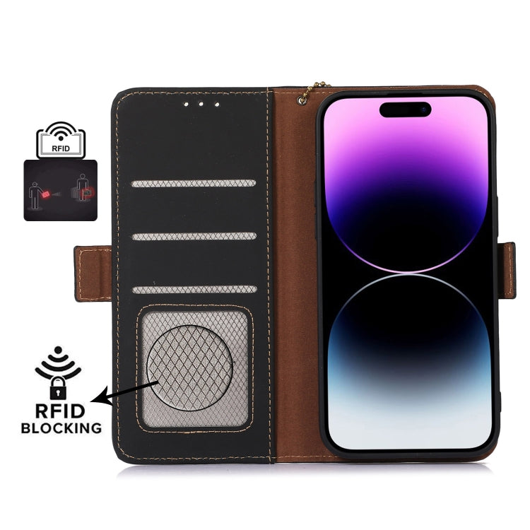 For iPhone 16 Pro Genuine Leather Magnetic RFID Leather Phone Case(Black) - iPhone 16 Pro Cases by PMC Jewellery | Online Shopping South Africa | PMC Jewellery | Buy Now Pay Later Mobicred