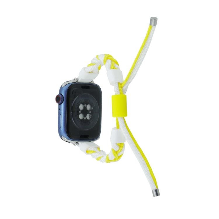 Silicone Bean Braided Cord Nylon Watch Band For Apple Watch Ultra 49mm(White Yellow) - Watch Bands by PMC Jewellery | Online Shopping South Africa | PMC Jewellery | Buy Now Pay Later Mobicred