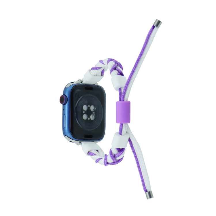 Silicone Bean Braided Cord Nylon Watch Band For Apple Watch Ultra 49mm(White Purple) - Watch Bands by PMC Jewellery | Online Shopping South Africa | PMC Jewellery | Buy Now Pay Later Mobicred