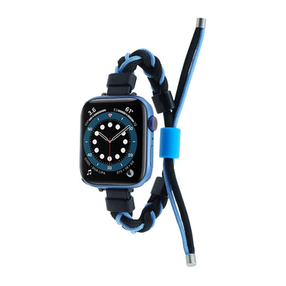 Silicone Bean Braided Cord Nylon Watch Band For Apple Watch Ultra 2 49mm(Black Blue) - Watch Bands by PMC Jewellery | Online Shopping South Africa | PMC Jewellery | Buy Now Pay Later Mobicred