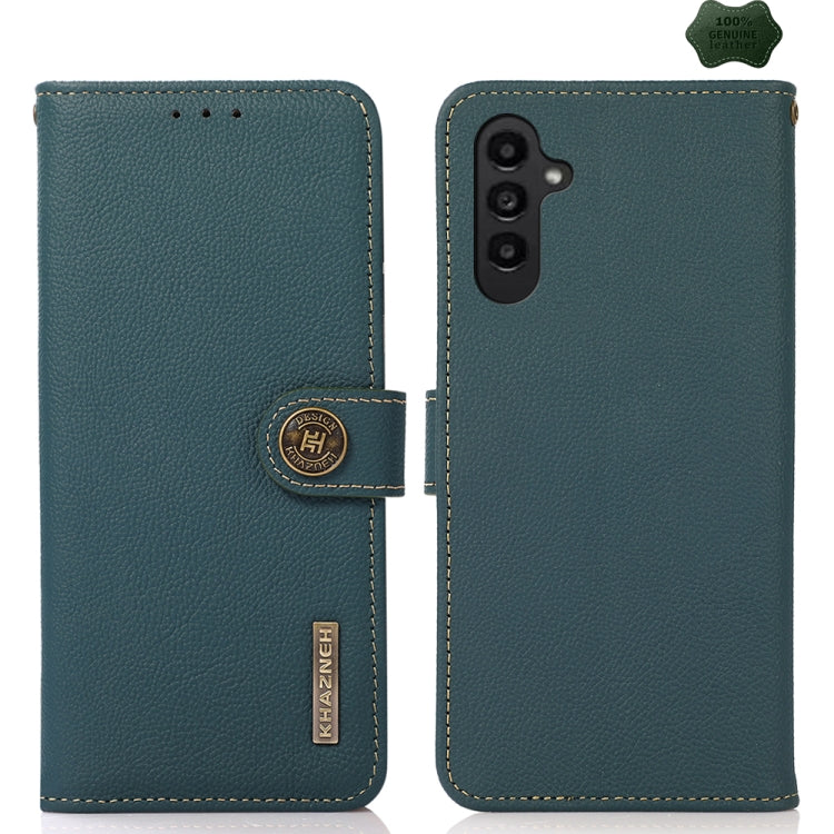 For Samsung Galaxy S24+ KHAZNEH Custer Genuine Leather RFID Phone Case(Green) - Galaxy Phone Cases by PMC Jewellery | Online Shopping South Africa | PMC Jewellery | Buy Now Pay Later Mobicred