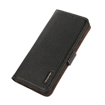 For Samsung Galaxy S24 Ultra KHAZNEH Side-Magnetic Litchi Genuine Leather RFID Phone Case(Black) - Galaxy Phone Cases by PMC Jewellery | Online Shopping South Africa | PMC Jewellery | Buy Now Pay Later Mobicred