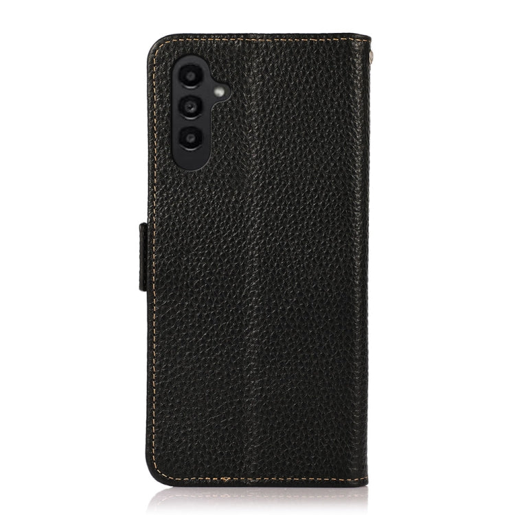 For Samsung Galaxy S24+ KHAZNEH Side-Magnetic Litchi Genuine Leather RFID Phone Case(Black) - Galaxy Phone Cases by PMC Jewellery | Online Shopping South Africa | PMC Jewellery | Buy Now Pay Later Mobicred