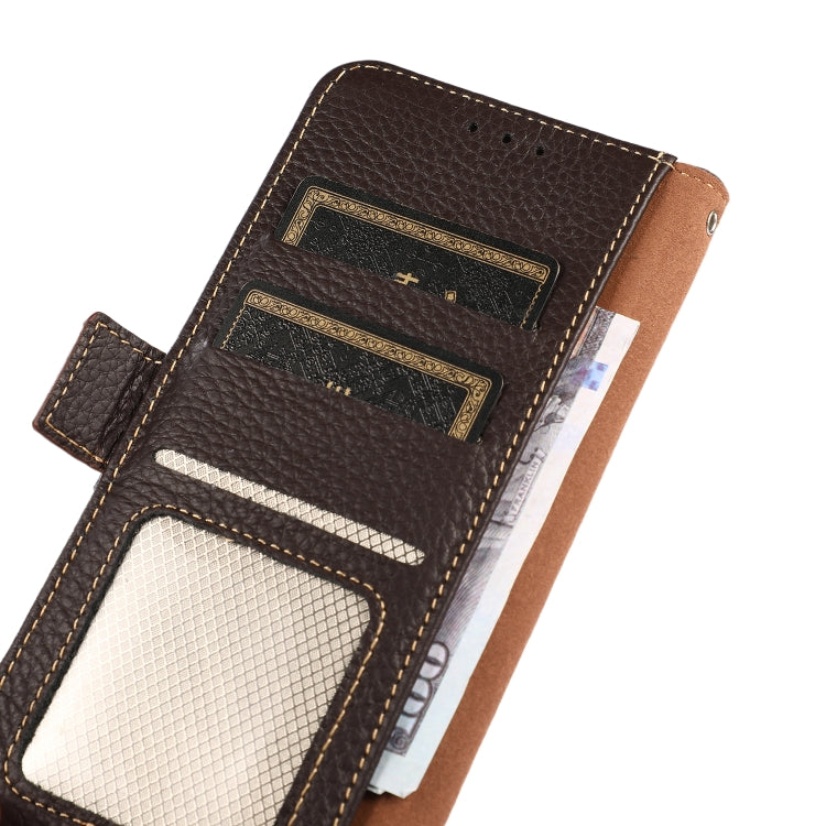 For Samsung Galaxy S24+ KHAZNEH Side-Magnetic Litchi Genuine Leather RFID Phone Case(Brown) - Galaxy Phone Cases by PMC Jewellery | Online Shopping South Africa | PMC Jewellery | Buy Now Pay Later Mobicred