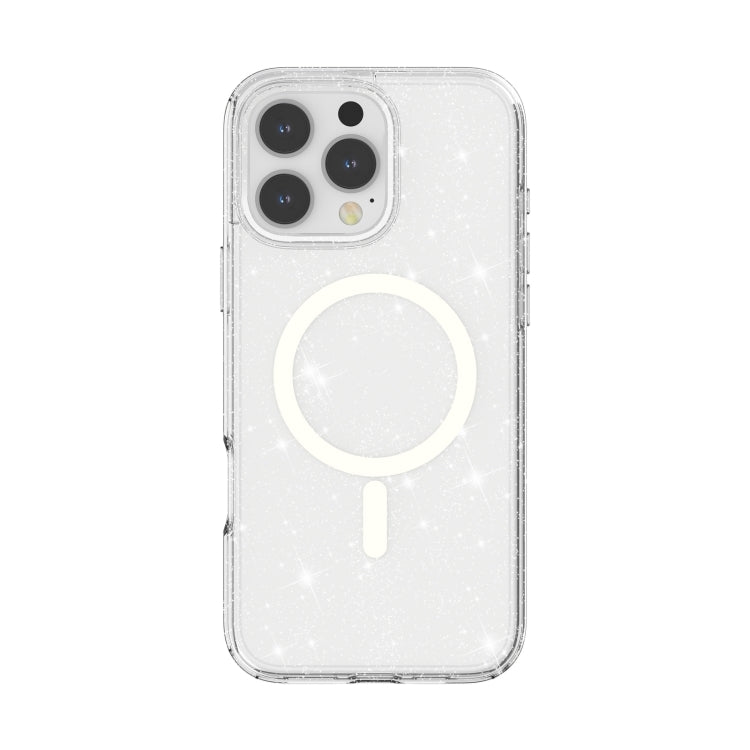 For iPhone 16 Pro Max Terminator Style Glitter Powder MagSafe Magnetic Phone Case(White) - iPhone 16 Pro Max Cases by PMC Jewellery | Online Shopping South Africa | PMC Jewellery | Buy Now Pay Later Mobicred