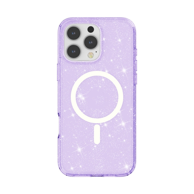 For iPhone 16 Pro Terminator Style Glitter Powder MagSafe Magnetic Phone Case(Purple) - iPhone 16 Pro Cases by PMC Jewellery | Online Shopping South Africa | PMC Jewellery | Buy Now Pay Later Mobicred